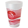 Dart Horizon Hot/Cold Foam Drinking Cups, 16 oz, Printed, Cranberry/White, 25/Bag, 40 Bags/Carton