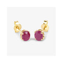 0.60 Ct Oval Pink Ruby Prong 10K Gold Stud Earrings by Fine Color Jewels