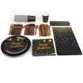 201 Pieces: Black Gold Disposable Dinnerware Set by DailySale