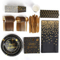 201 Pieces: Black Gold Disposable Dinnerware Set by DailySale