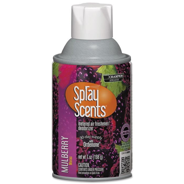 Chase Products Champion Sprayon SPRAYScents Metered Air Freshener Refill, Mulberry, 7 oz Aerosol Spray, 12/Carton