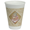Dart Cafe G Hot/Cold Cups, Foam, 12 oz, White with Brown/Red/White, 20/Bag, 50 Bags/Carton