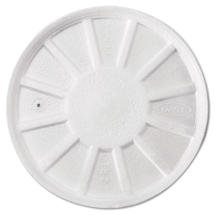 Dart Vented Foam Lids, 8 oz to 60 oz Cups, White, 50/Pack, 10 Packs/Carton