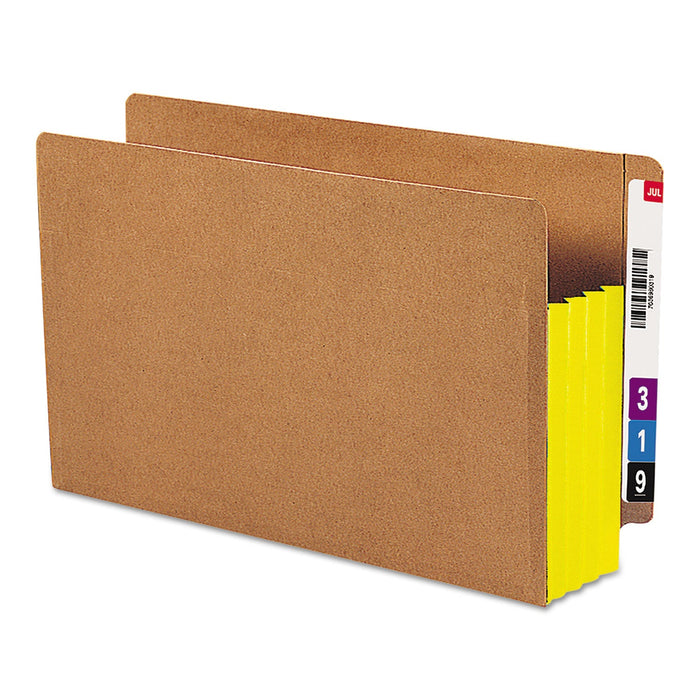 Smead Redrope Drop-Front End Tab File Pockets, Fully Lined 6.5" High Gussets, 3.5" Expansion, Legal Size, Redrope/Yellow, 10/Box