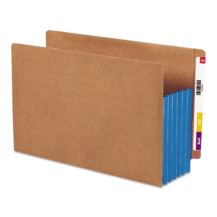 Smead Redrope Drop-Front End Tab File Pockets, Fully Lined 6.5" High Gussets, 5.25" Expansion, Legal Size, Redrope/Blue, 10/Box