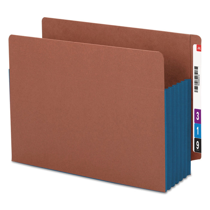 Smead Redrope Drop-Front End Tab File Pockets, Fully Lined 6.5" High Gussets, 5.25" Expansion, Letter Size, Redrope/Blue, 10/Box