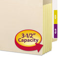 Smead Manila End Tab File Pockets with Tyvek-Lined Gussets, 3.5" Expansion, Legal Size, Manila, 10/Box