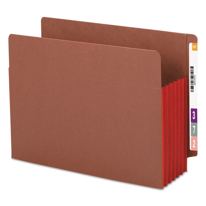 Smead Redrope Drop-Front End Tab File Pockets, Fully Lined 6.5" High Gussets, 5.25" Expansion, Letter Size, Redrope/Red, 10/Box