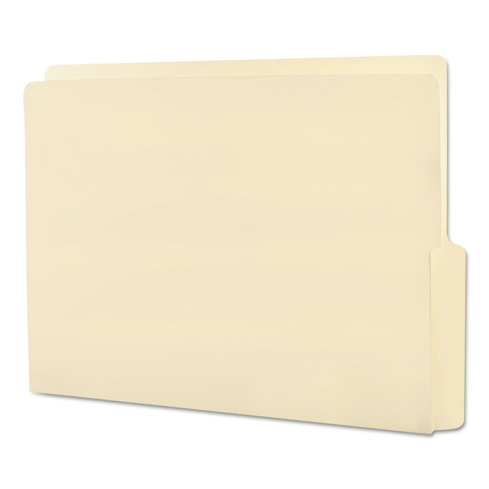 Smead Heavyweight Manila End Tab Folders, 9" High Front, 1/2-Cut Tabs: Bottom, Letter Size, 0.75" Expansion, Manila, 100/Box