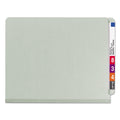 Smead End Tab Pressboard Classification Folders with SafeSHIELD Coated Fasteners, 2 Dividers, Letter Size, Gray-Green, 10/Box
