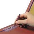 Smead End Tab Pressboard Classification Folders with SafeSHIELD Coated Fasteners, 2 Dividers, Letter Size, Red, 10/Box