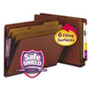 Smead End Tab Pressboard Classification Folders with SafeSHIELD Coated Fasteners, 3 Dividers, Letter Size, Red, 10/Box