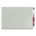 Smead End Tab Pressboard Classification Folders with SafeSHIELD Coated Fasteners, 2 Dividers, Legal Size, Gray-Green, 10/Box