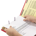 Smead End Tab Pressboard Classification Folders with SafeSHIELD Fasteners, 2 Dividers, Legal Size, Bright Red, 10/Box