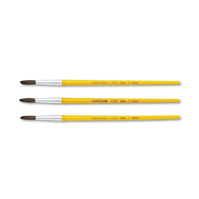 Crayola Watercolor Brush Set, Size 7, Camel-Hair Blend, Round Profile, 3/Pack