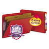 Smead End Tab Pressboard Classification Folders with SafeSHIELD Fasteners, 2 Dividers, Legal Size, Bright Red, 10/Box