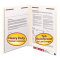 Smead Manila End Tab Fastener Folders with Reinforced Tabs, 14-pt Stock, 2 Fasteners, Letter Size, Manila Exterior, 50/Box