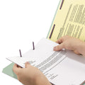 Smead End Tab Pressboard Classification Folders with Two SafeSHIELD Coated Fasteners, 1" Expansion, Letter Size, Gray-Green, 25/Box
