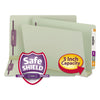 Smead End Tab Pressboard Classification Folders with Two SafeSHIELD Coated Fasteners, 3" Expansion, Legal Size, Gray-Green, 25/Box