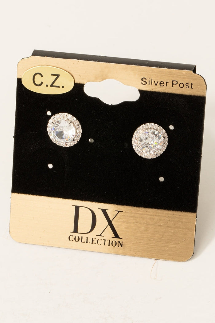 Gold Dipped Cz Halo Set Stud Earrings by Boutique 23