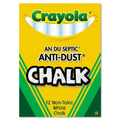 Crayola Nontoxic Anti-Dust Chalk, 3" x 0.31" Diameter, White, 12 Sticks/Box