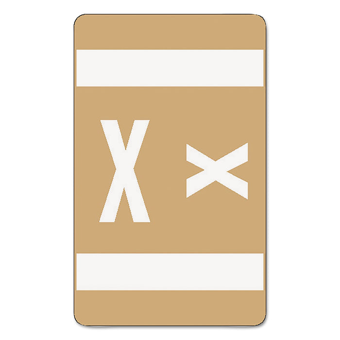 Smead AlphaZ Color-Coded Second Letter Alphabetical Labels, X, 1 x 1.63, Light Brown, 10/Sheet, 10 Sheets/Pack