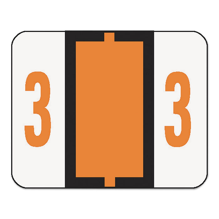 Smead Numerical End Tab File Folder Labels, 3, 1 x 1.25, White, 500/Roll