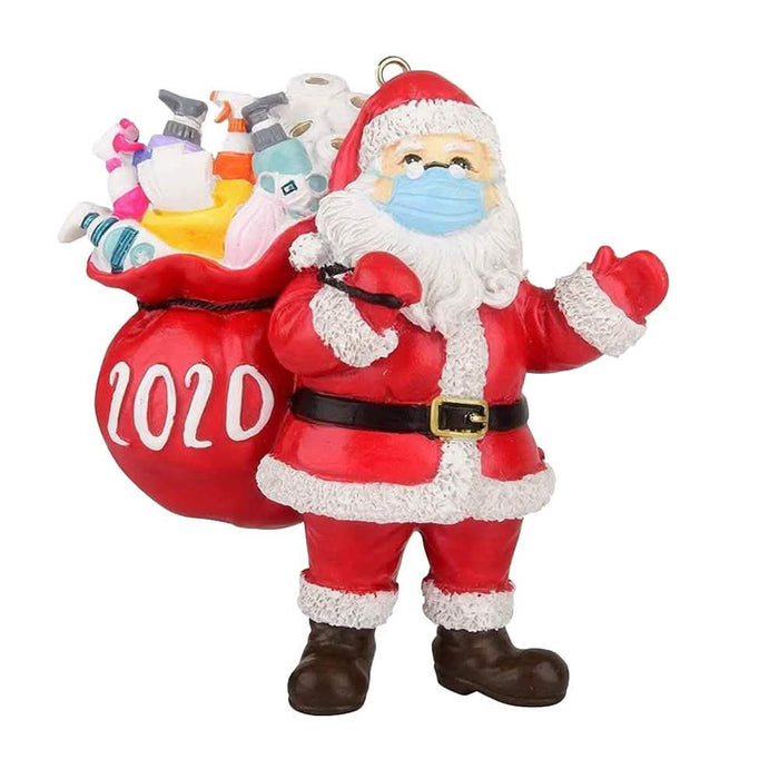 2020 Quarantine Survivor Santa Claus Christmas Ornaments Wearing Mask And Carrying All Essentials by DailySale