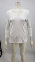 Karen Scott Long Sleeve Embellished Blouse , Size Medium by Vanessa Jane