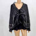 Womens Organza Fringe Black Metallic Scarf by Vanessa Jane