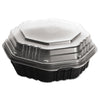 Dart OctaView Hinged-Lid Hot Food Containers, 31 oz, 9.55 x 9.1 x 3, Black/Clear, Plastic, 100/Carton