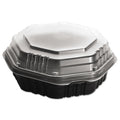 Dart OctaView Hinged-Lid Hot Food Containers, 31 oz, 9.55 x 9.1 x 3, Black/Clear, Plastic, 100/Carton