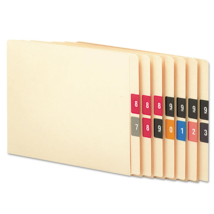 Smead Numerical End Tab File Folder Labels, 0-9, 1.5 x 1.5, Assorted, 250/Roll, 10 Rolls/Box