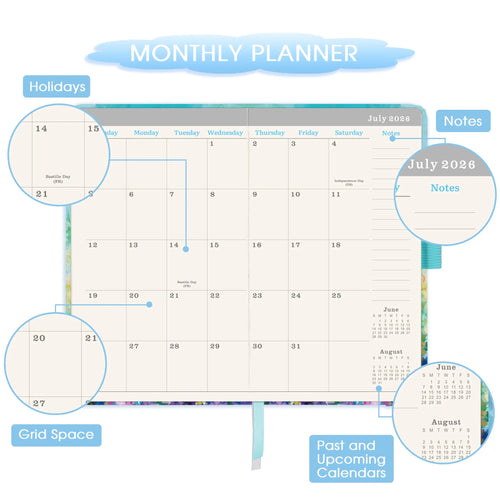 2024-2026 Pocket Planner 3 Year Monthly Calendar 6.3x3.8 Oil Painting - Current Year Next Year