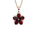 Natural Garnet Floral Pendant Necklace Silver by Fine Color Jewels