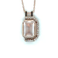 Pink Gold Rose Quartz Emerald Cut Pendant Necklace by Fine Color Jewels