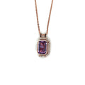 Pink Gold Emerald Cut Amethyst Pendant Necklace by Fine Color Jewels