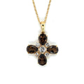 Natural Smoky Quartz Dainty Four Clover Necklace by Fine Color Jewels