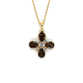 Natural Smoky Quartz Dainty Four Clover Necklace by Fine Color Jewels