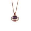 Rose Gold Emerald Cut Natural Amethyst Pendant Necklace by Fine Color Jewels