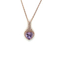 Natural Purple Amethyst Silver Heart Necklace by Fine Color Jewels