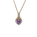 Natural Purple Amethyst Silver Heart Necklace by Fine Color Jewels