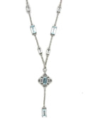 Natural Sky Blue Topaz Y Drop Necklace Silver by Fine Color Jewels