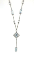 Natural Sky Blue Topaz Y Drop Necklace Silver by Fine Color Jewels