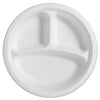 Chinet PaperPro Naturals Fiber Round Plates, 3-Compartment, 10.25" dia, Natural, 125/Pack, 4 Packs/Carton