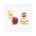 0.60 Ct Oval Pink Ruby Prong 10K Gold Stud Earrings by Fine Color Jewels