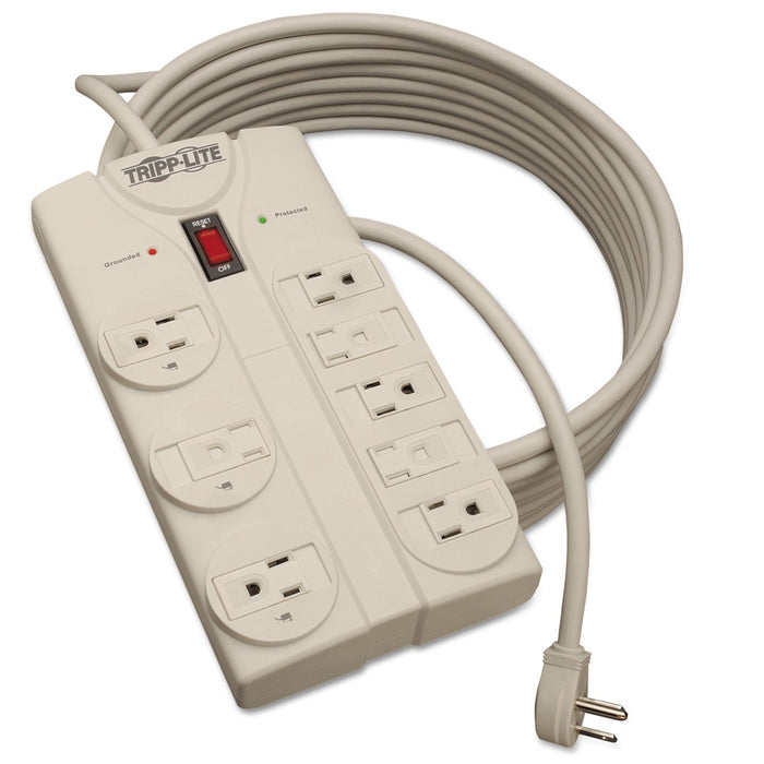 Tripp Lite Protect It! Surge Protector, 8 AC Outlets, 25 ft Cord, 1,440 J, Light Gray