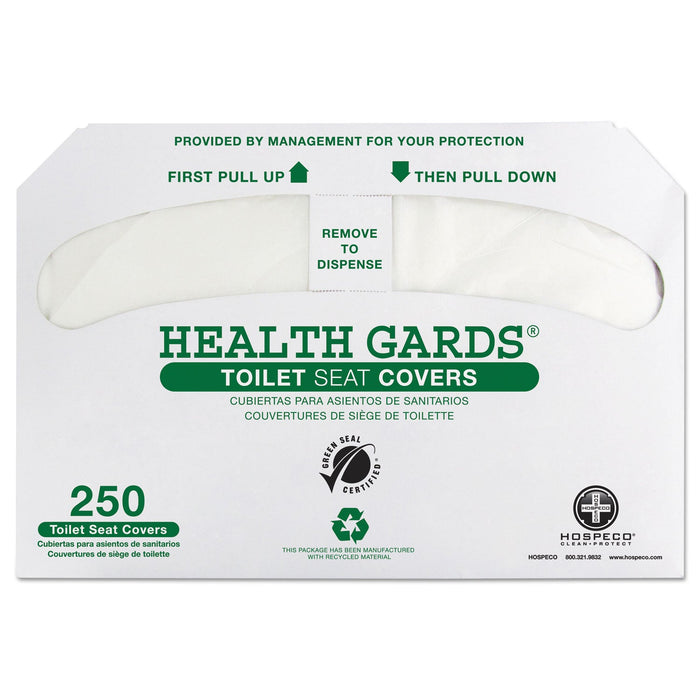 HOSPECO Health Gards Green Seal Recycled Toilet Seat Covers, 14.25 x 16.75, White, 250/Pack, 4 Packs/Carton