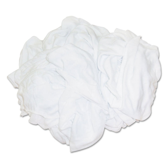 HOSPECO New Bleached White T-Shirt Rags, Multi-Fabric, 25 lb Polybag