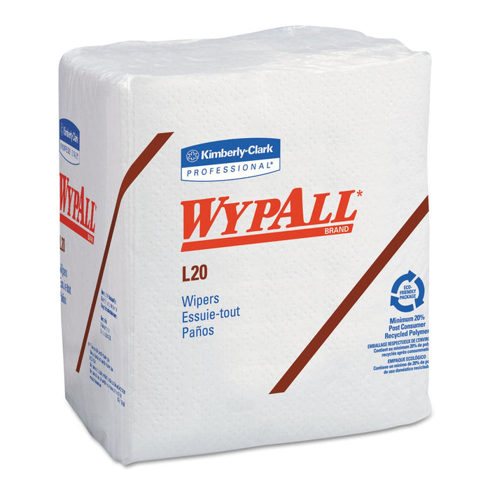 WypAll L20 Towels, 1/4 Fold, 4-Ply, 12.5 x 13, White, 68/Pack, 12/Carton